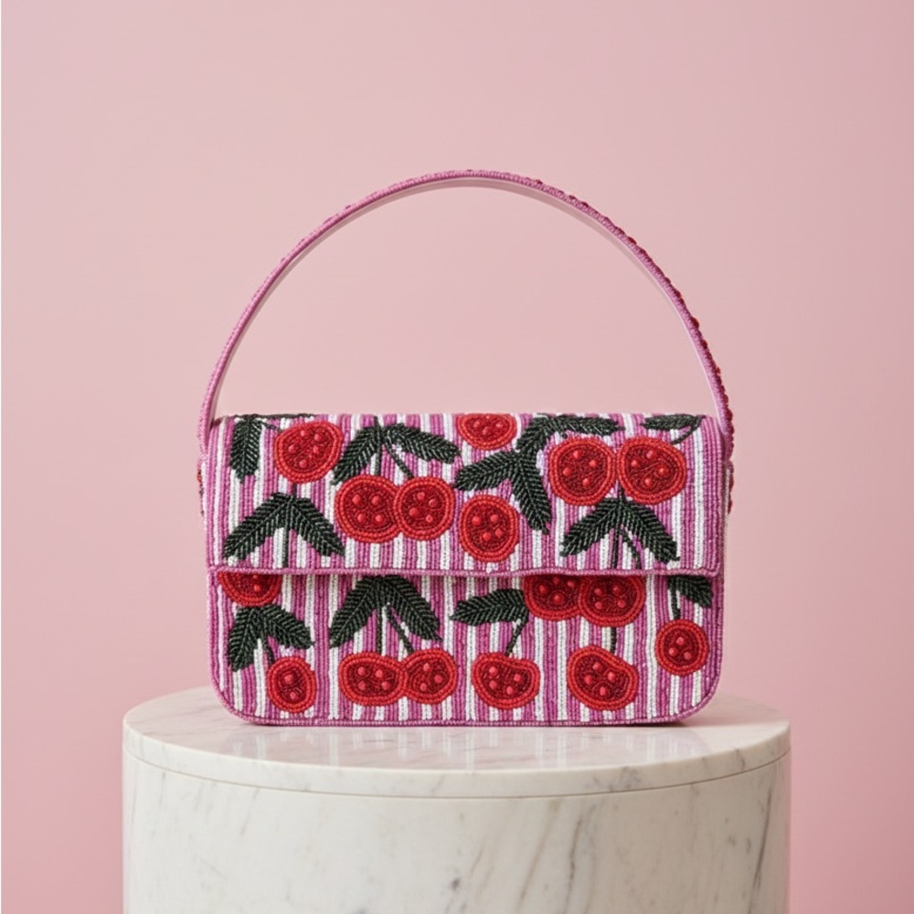 Pink and Red Beaded Women's Bag